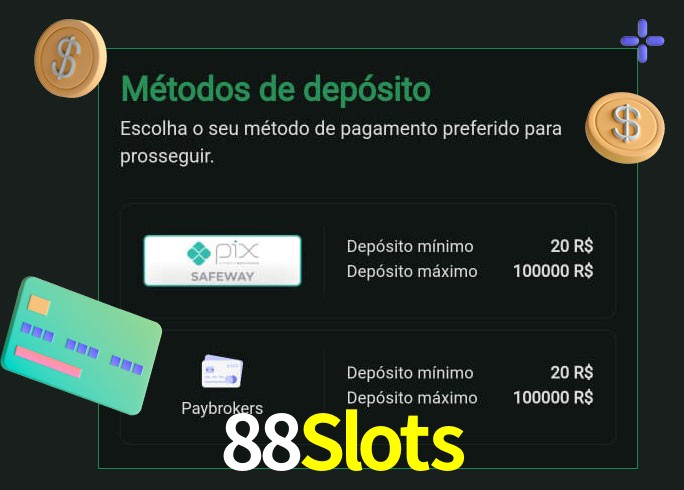 O cassino 88Slots oferece uma grande variedade de métodos de pagamento